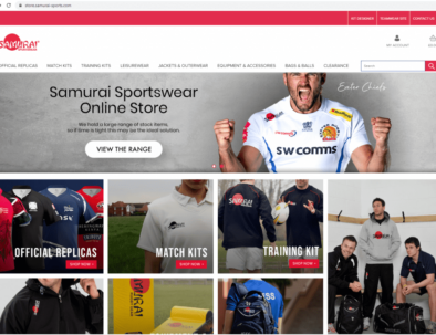 Samurai Sportswear ecommerce site enhanced by Cloudfy platform